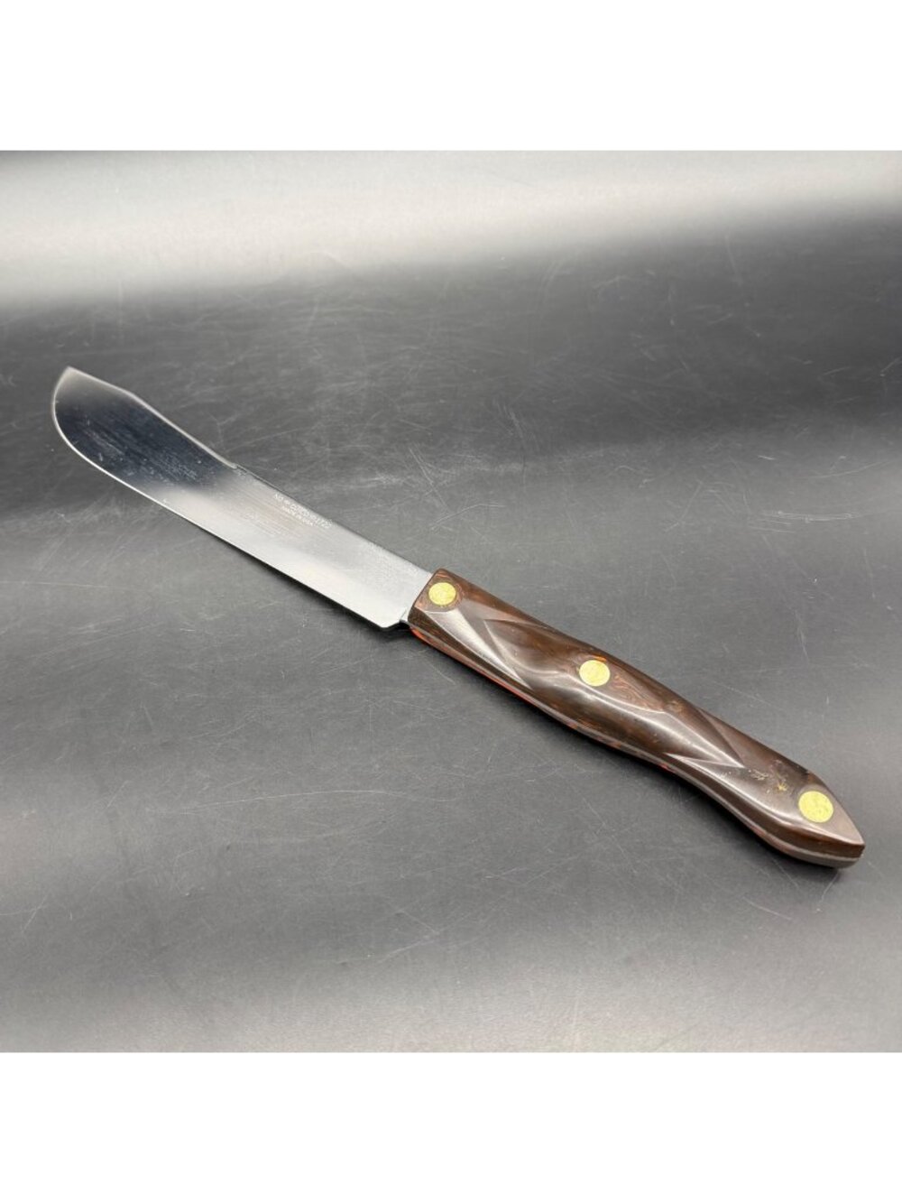 Cutco Butcher Knife 1722 Brown Orange Swirl Handle Stainless Steel 8” Blade USA